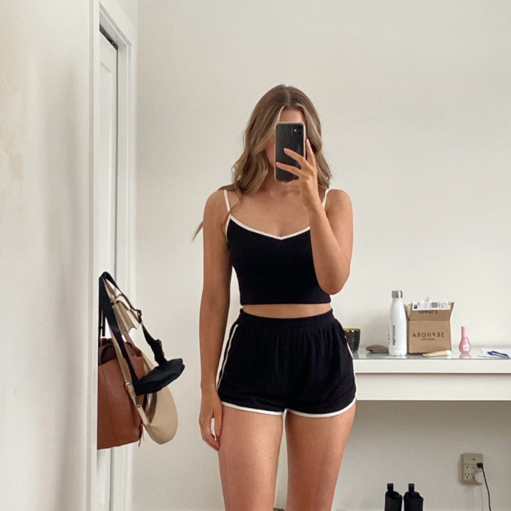 Princess Polly Black Short Set with White Trim